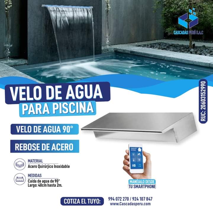 VELOS DE AGUA CASCADAS - VELOS DE AGUA PARA PISCINA - VELOS DE AGUA PRECIO